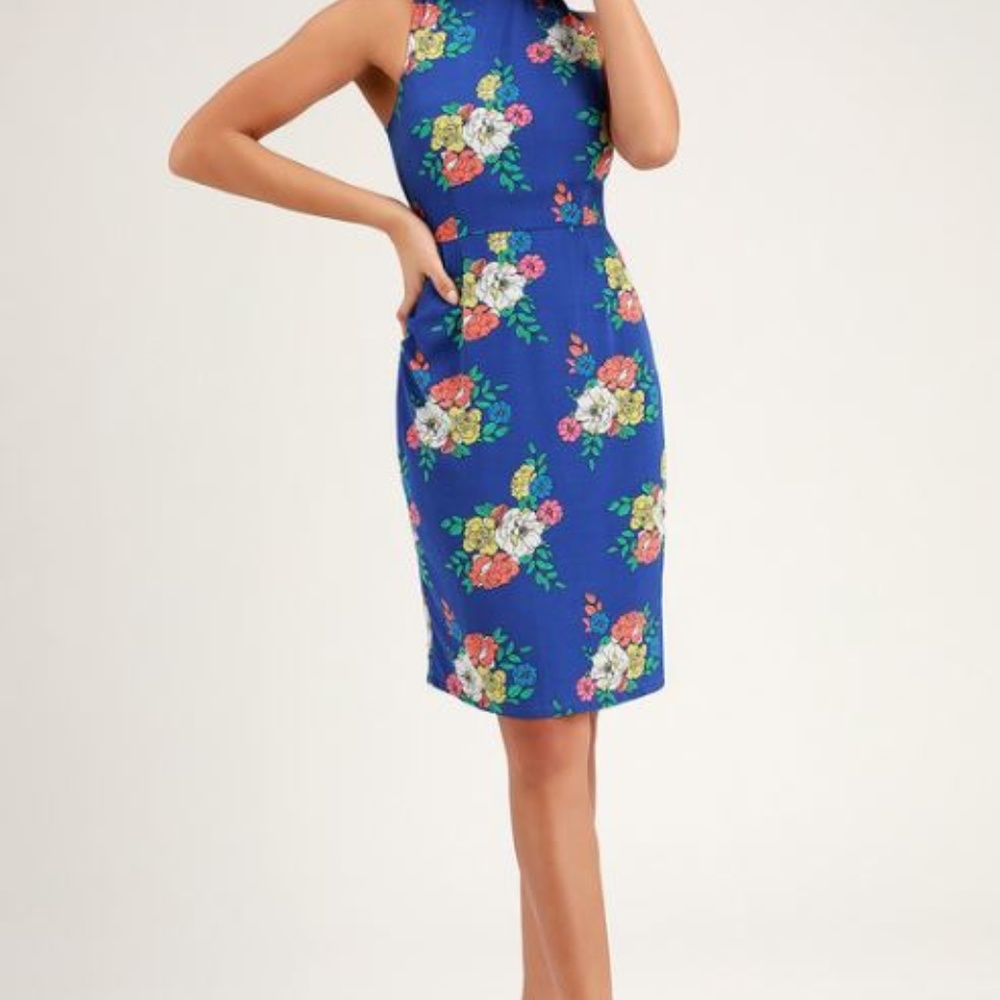 Lulu's ROYAL BLUE FLORAL PRINT Dress
